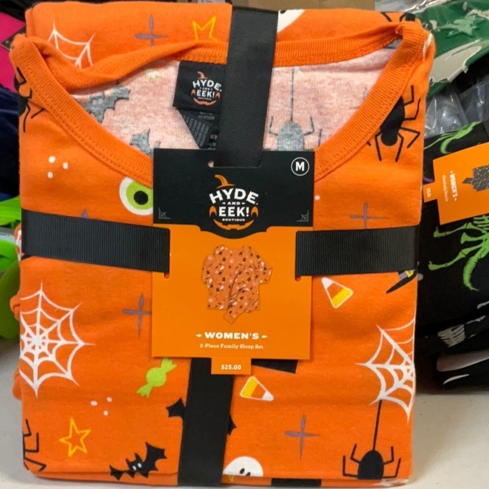 MULTIPLE SIZES Hyde & Eek! Women’s Cat Orange Halloween Pajama Set